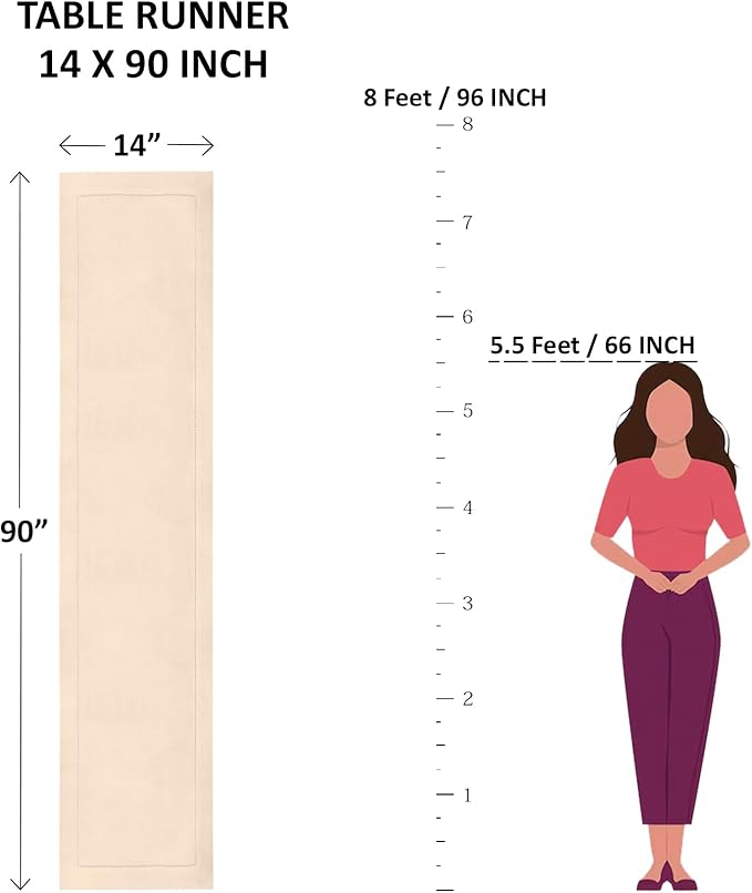 Solino Home Linen Table Runner 90 Inches Long - 100% Pure Linen Caramel Dining Table Runner 14 x 90 Inch for Fall, Autumn, Thanksgiving - Fete