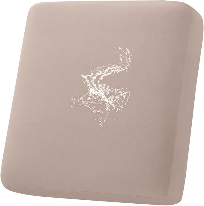 hyha Waterproof Couch Cushion Covers, Stretch Sofa Couch Seat Slipcover for Dog Washable, Non-Slip Waterproof Outdoor Cushion Covers for Patio Furniture Replacement (1 Piece for Small, Taupe)