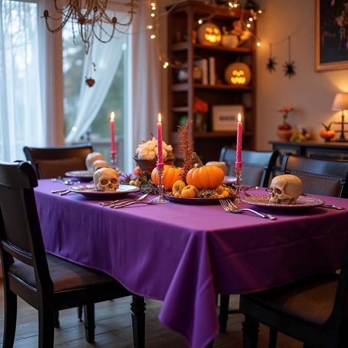 sancua Rectangle Tablecloth - 54 x 120 Inch - Stain and Wrinkle Resistant Washable Polyester Table Cloth, Decorative Fabric Table Cover for Dining Tables, Buffet Parties and Camping, Purple