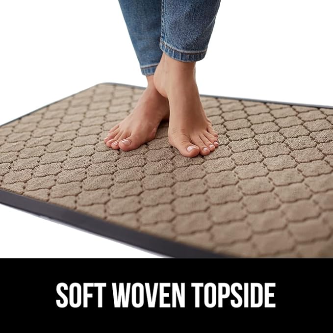 GORILLA GRIP 100% Waterproof All-Season WeatherMax Doormat US Designed Natural Rubber, Stain and Fade Resistant, Low Profile Indoor Outdoor Door Mats, Easy Clean Patio Mat, 17x29, Latte Quatrefoil