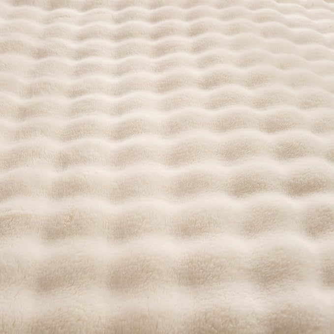 YUSOKI Luxury 3D Bubble Throw Blanket 3.1lb,All Ages,Home Decoration, (Ivory,60 * 80inches)