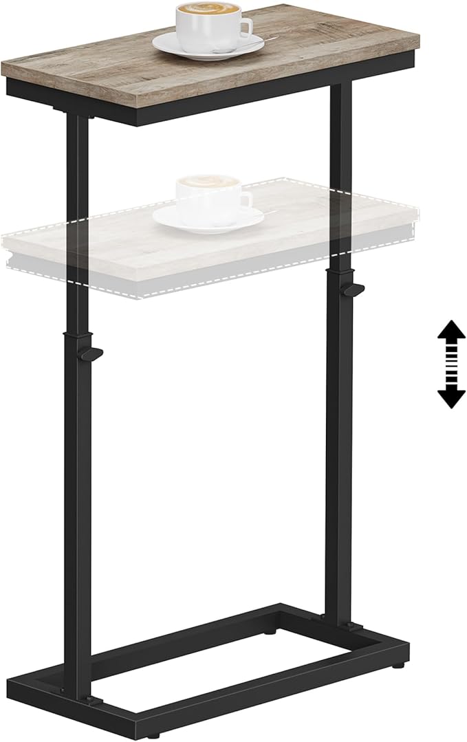 TUTOTAK End Table, Side Table, Tall Couch Table, Sofa Table, Living Room, Bedroom, Greige TB01BG083