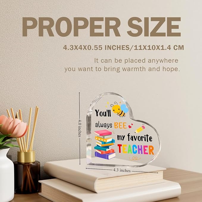 Teachers Day Graduation Season Opening Season Gifts Teacher Gifts Teacher Appreciation Gifts Best Teacher Gifts for Women Acrylic Heart for Her Coworker Friend Principal Educator Birthday Christmas
