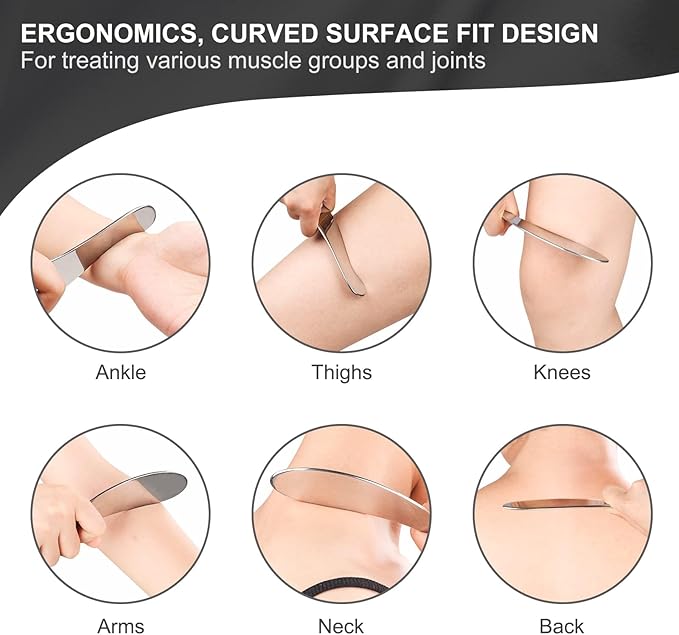 Guasha Massage Tool, Grade Stainless Steel Scraping Tool for Soft Tissue Upgrade Physical Therapy Stuff,Used for Back, Legs, Arms,Neck,Shoulder, Gua sha Tool