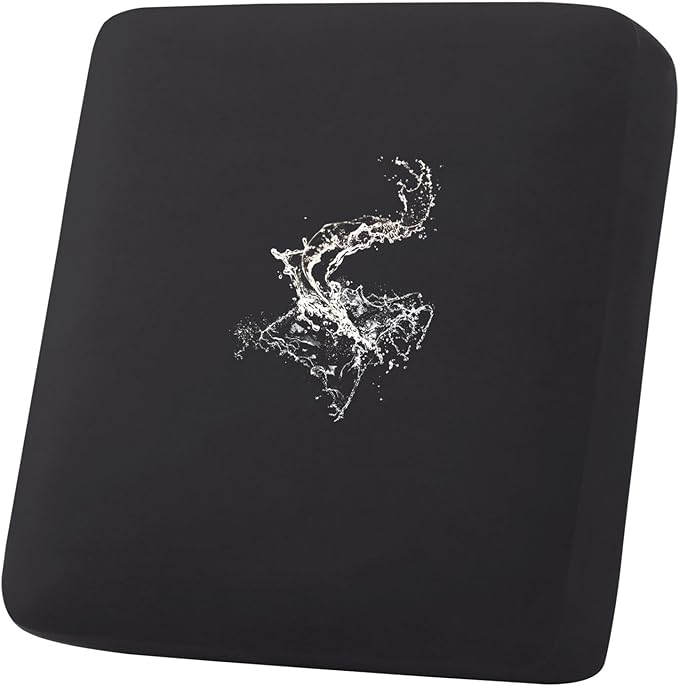 hyha Waterproof Couch Cushion Covers, Stretch Sofa Couch Seat Slipcover for Dog Washable, Non-Slip Waterproof Outdoor Cushion Covers for Patio Furniture Replacement (1 Piece for Small, Black)