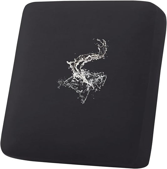 hyha Waterproof Couch Cushion Covers, Stretch Sofa Couch Seat Slipcover for Dog Washable, Non-Slip Waterproof Outdoor Cushion Covers for Patio Furniture Replacement (1 Piece for Small, Black)