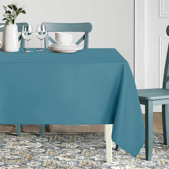 Sancua Rectangle Tablecloth - 90 x 132 Inch - Stain and Wrinkle Resistant Washable Polyester Table Cloth, Teal