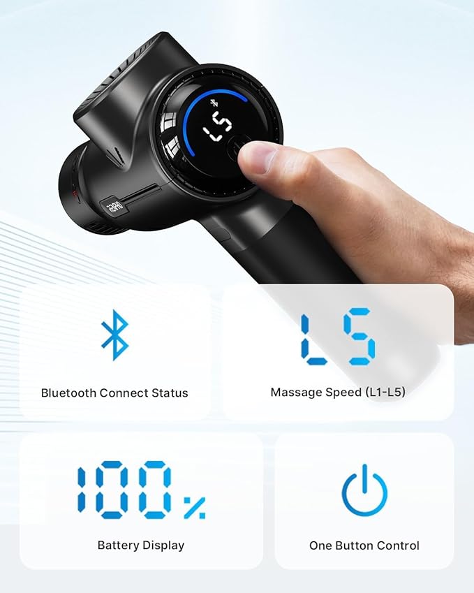 RENPHO Massage Gun with Heat and Cold, Portable Percussion Muscle Deep Tissue Massager with Bluetooth, Carry Case, Gifts for Men Women, Active+ Thermacool