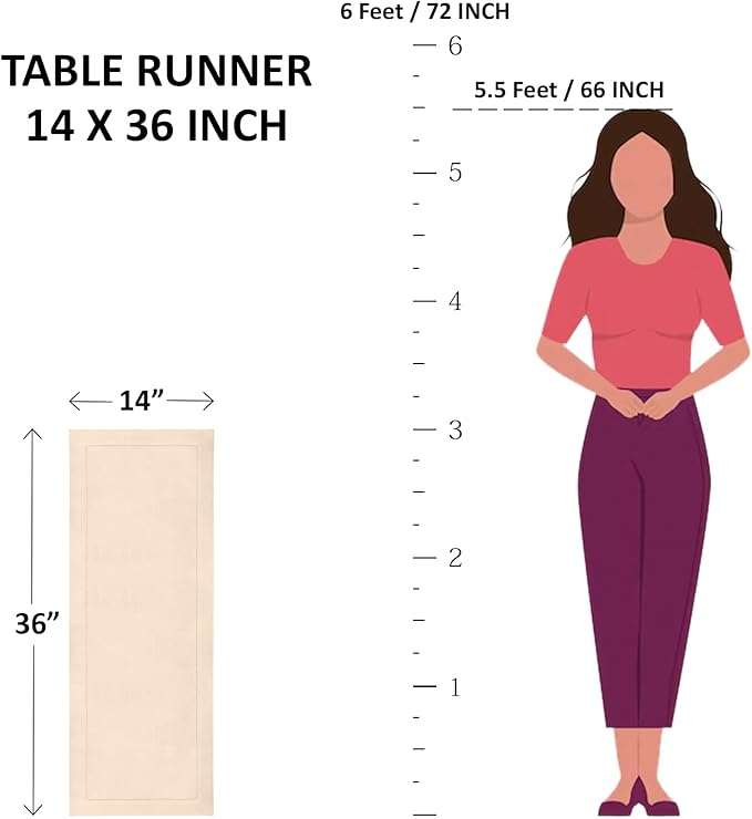 Solino Home Linen Ivory Table Runner 36 Inches - 100% Pure Linen Small Table Runner 14 x 36 Inch Ideal for Dresser and Coffee Tables - Fall, Autumn, Thanksgiving - Fete