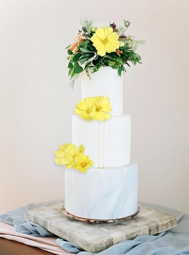 IPOPU Fake Yellow Flowers Artificial Daisies 5PCS Silk Cosmos Fake Daisies Wild Flowers 24.5”Artificial Wildflowers Table Decor for Baby Shower Centerpieces Wedding Bouquet (Yellow)