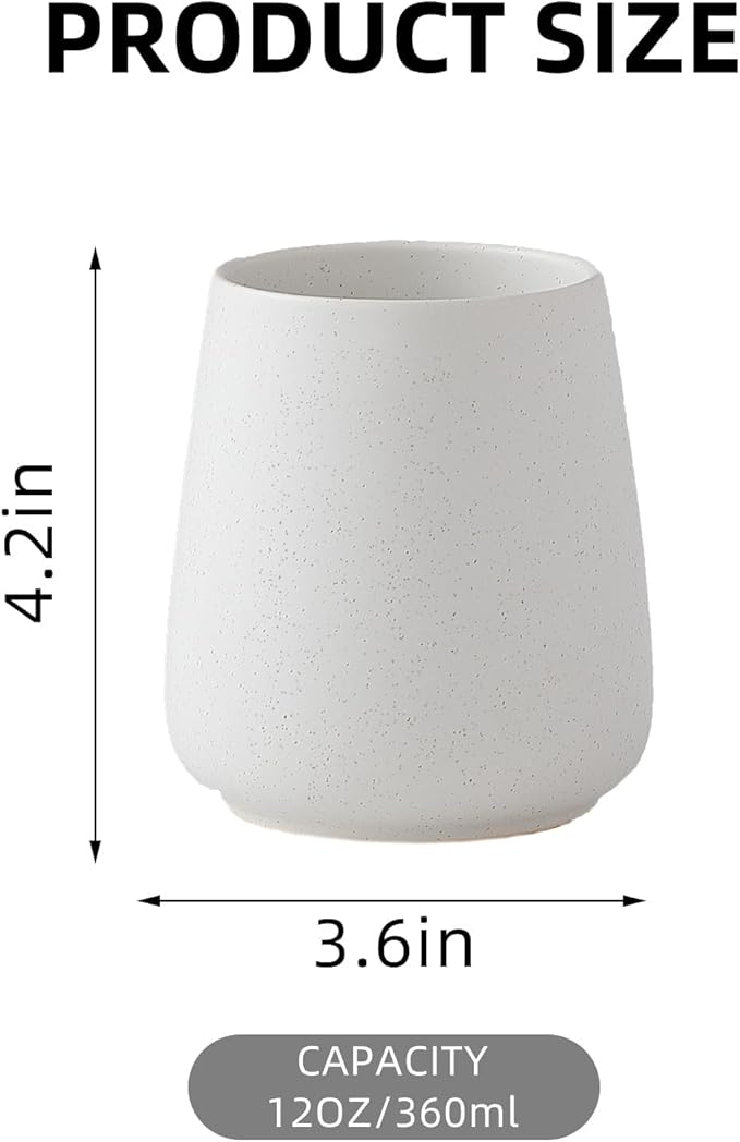 Speckled White Ceramic Toothbrush Holder - Bathroom Tooth Brushing Holders, Toothbrush Cup, Toothpaste Organizer for Bathroom Countertop, Makeup Brush Holder, Pen Holder for Home Desktop Storage