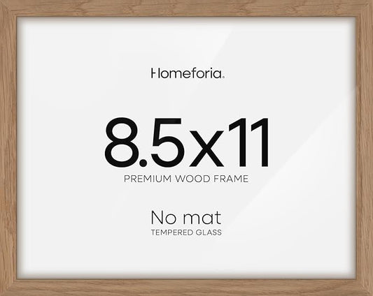 Homeforia 8.5x11 Diploma Frame Wood, High End Natural Oak 8.5x11 Certificate Frames, 11x8.5 Document Frames for Wall or Tabletop, 8.5 by 11 Award Light Wooden Frame, Tempered Glass, Wall Kit, Set of 1