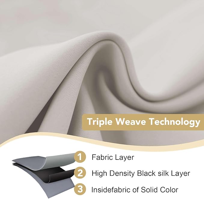 H.VERSAILTEX Premium Blackout Thermal Insulated Room Darkening Curtains for Bedroom/Living Room - Classic Grommet Top (2 Panels, Stone, 52 Inch by 63 Inch)