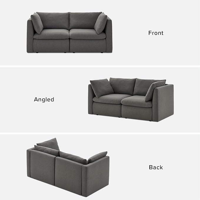 mopio Oversized Modular Sectional Sofa with Fully Removable Covers and Storage, Convertible U, L-Shaped and Sleeper Sectional, Modern Couches with Ottoman Chaise (Stone Gray Fabric, Loveseat)