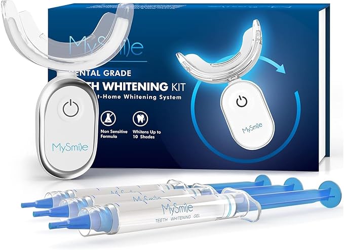 MySmile Teeth Whitening Kit for Sensitive Teeth with LED Light, 10 Min Non-Sensitive Fast Tooth Whitener, 3 Carbamide Peroxide Whitening Gel, Powerful Formula, Enamel Safe