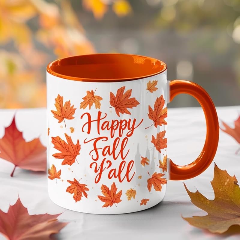 Personalized Fall Ghost Coffee Mugs - Ghost Lover Mugs Gift for Women Men - Fall Autumn Decor Gifts For Home Farmhouse Thanksgiving - Happy Fall Y'all Mug - 11oz Printed Ceramic Mug