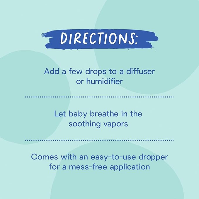 Oilogic Baby Essential Oil Vapor Drops for Diffuse & Humidifier, 2-Pack Set with Stuffy Nose & Cough + Slumber & Sleep - Baby Aromatherapy Oil is Safe for Babies, Kids & Toddlers