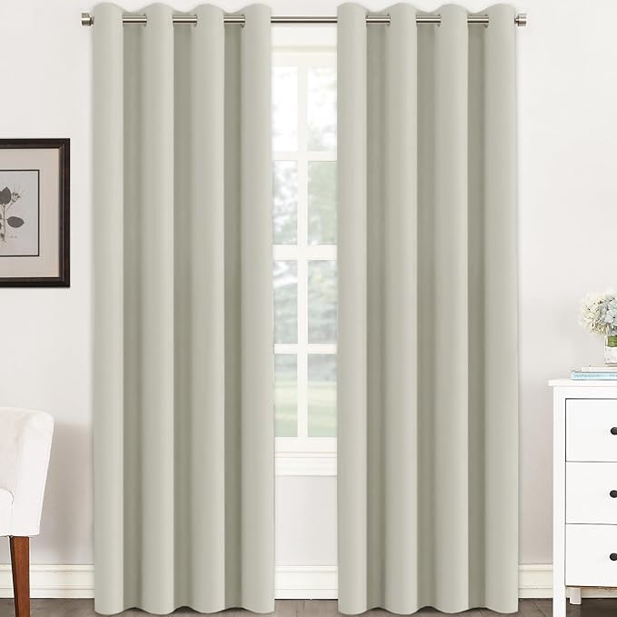 H.VERSAILTEX Room Darkening Curtains for Living Room Light Reducing Thermal Insulated Window Treatment Panels/Drapes Grommet Top 2 Panels (Pale Oak - 52 x 96 Inches)