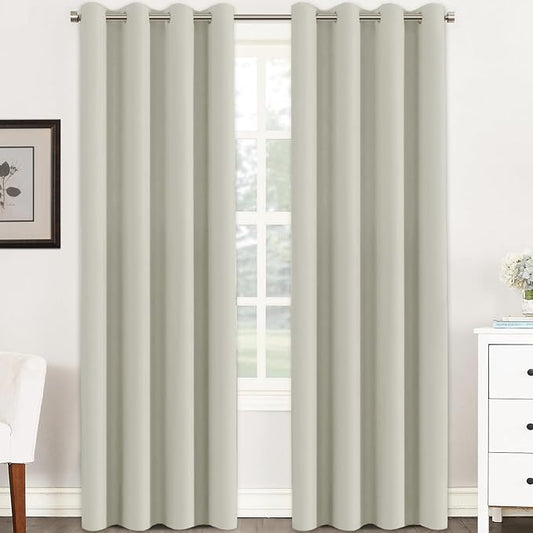 H.VERSAILTEX Room Darkening Curtains for Living Room Light Reducing Thermal Insulated Window Treatment Panels/Drapes Grommet Top 2 Panels (Pale Oak - 52 x 84 Inches)