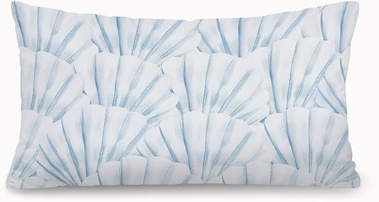 Coastal Beach Room Decor 12x20 Pillow Cover, Blue Seashell Ocean Coastal Beachy Decorative Lumbar Pillow Covers for Bedroom Living Room Home Sofa Couch
