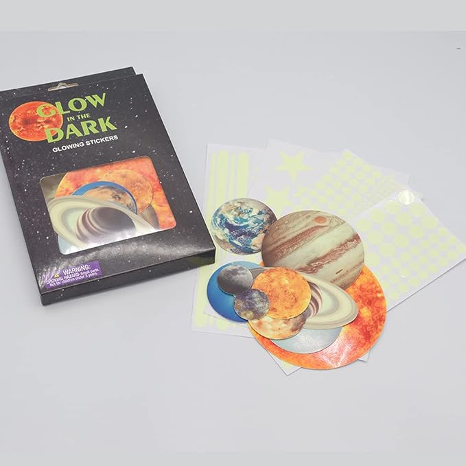 Quanhaigou Glow in The Dark Stars and Planets, Bright Solar System Wall Stickers -Glowing Ceiling Decals for Kids Room,Shining Space Decoration