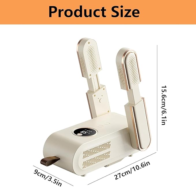 Shoe Dryer, Quick Drying Cleat Dryer with Smart Timer, Safe Shoe Deodorizer with Digital Display, Portable Foldable Boot Warmers for Home, Travel, Skiing and Holiday Gifts