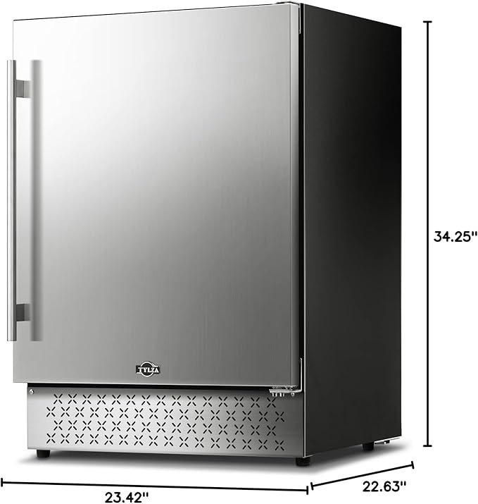 Tylza Outdoor Beverage Refrigerator 24 Inch, Stainless Steel Under Counter Beverage Cooler, 190 Cans Beer Fridge Built-in and Freestanding Beverage Fridge