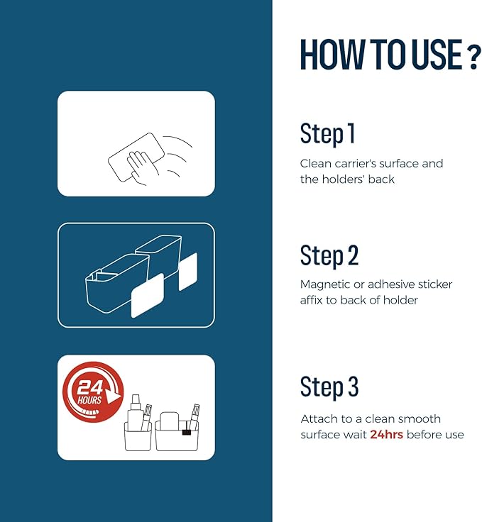 loukin Magnetic & Adhesive Dry Erase Marker Holder with Diver, 1 Small + 1 Mini, Magnetic Storage Organizer for Whiteboard or Refrigerators (White)