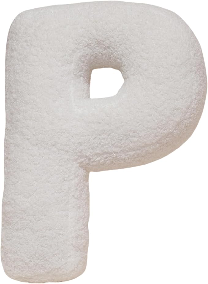 MOJUN Letter Pillows, Soft Plush Decorative Initial Letter Shaped Throw Pillows for Sofa Couch Bed, Cute Letter Pillows English Alphabet A to Z for Living Room Bedroom Floor Car Decoration, P