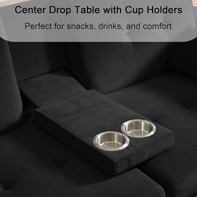 70" Queen Size Sofa Bed for Living Room – Pull-Out Sleeper Sofa Couch with Cup Holder, Phone Holder, USB Charging Port, Solid Wood Frame, Easy Assembly, Space-Saving Design for Small Apartments