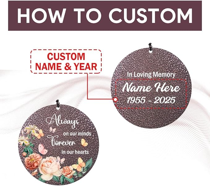 Personalized Memorial Wind Chime, Metal Wind Chime Deep Tone, Wind Chimes for Loss of Loved One, Commemorative Sympathy Bereavement Gifts, Decorative Wind Chimes Outdoor