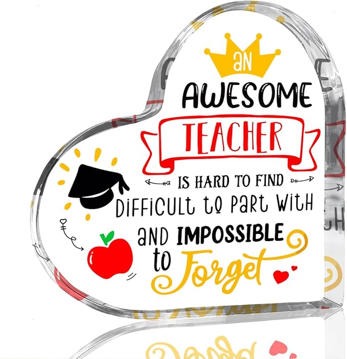 Teachers Day Graduation Season Opening Season Gifts Teacher Gifts Teacher Appreciation Gifts Best Teacher Gifts for Women Acrylic Heart for Her Coworker Friend Principal Educator Birthday Christmas