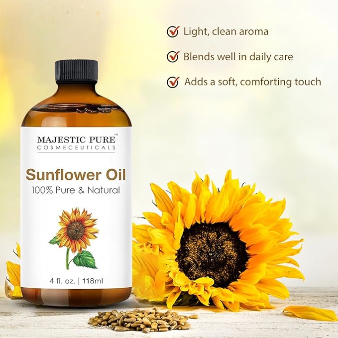 Majestic Pure Sunflower Essential Oil with Glass Dropper - Huge 4 Fl Oz - 100% Pure and Natural Black Pepper Oil - Premium Grade Essential Oils for Diffuser, Aromatherapy, Soap and Candle Making