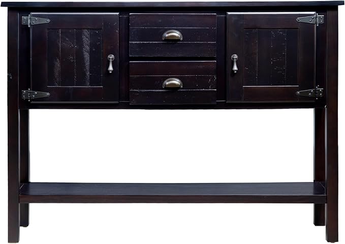 Solid Wood Farmhouse Console Table,Sofa Table with Storage Drawers and Shelves,Entryway Table for Entry Hallway Foyer Sofa Side Table,Fully Assembled(48" Espresso)