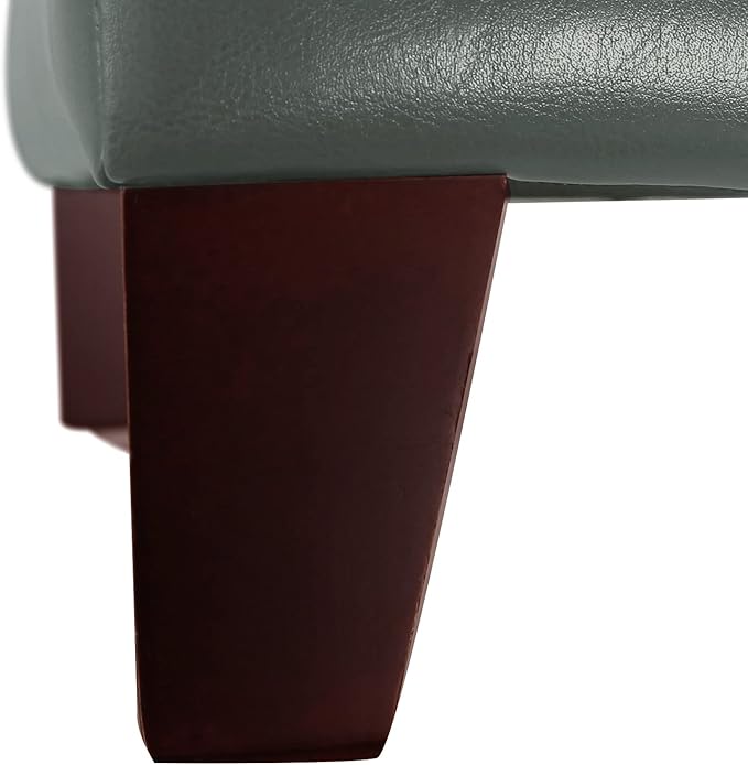 Adeco Bonded Leather Square Tufted Cubic Cube Footstool, 18" Height Storage Ottomans, with Lid, Cement Grey