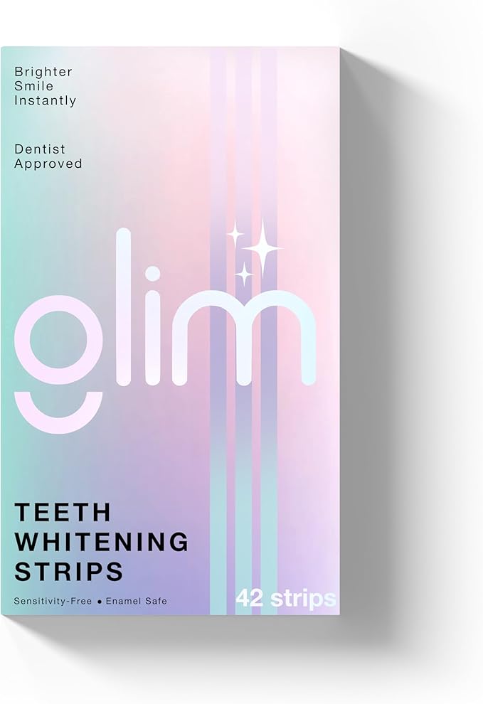 Glim Professional Teeth Whitening Strips| 42 Strips (21 Treatments), Hydrogen-Free, Peroxide-Free, Non-Toxic, Dentist Recommended, Sensitivity Free - Vegan & Cruelty Free - (Mint)