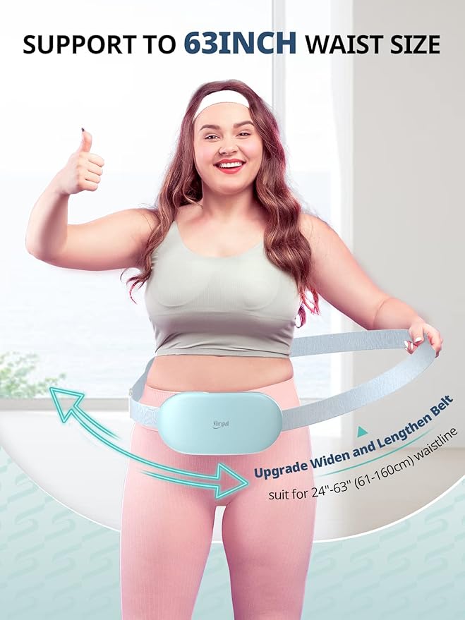 Slimpal Heating Pad for Period Cramps, Plus-Sized Portable Electric Heating Pad, Menstrual Cordless Heat Belt Back, Belly, Waist Pain Relief, Long-Lasting Battery, Gift for Her Girl Women, Light Blue