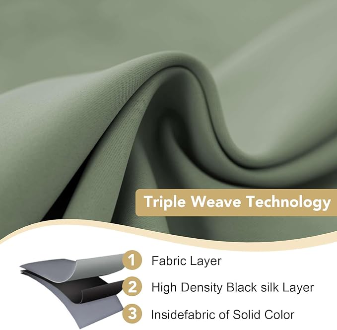 H.VERSAILTEX Room Darkening Curtains for Living Room Light Reducing Thermal Insulated Window Treatment Panels/Drapes Grommet Top 2 Panels Green Bay - 52 x 96 Inches