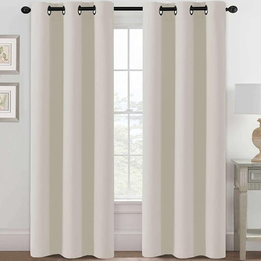 H.VERSAILTEX Blackout Curtains for Bedroom Thermal Insulated Room Darkening Living Room Curtains 84 Inch Long Grommet Privacy Protection Window Curtain Panels/Drapes for Nursery, 2 Panels, Fog