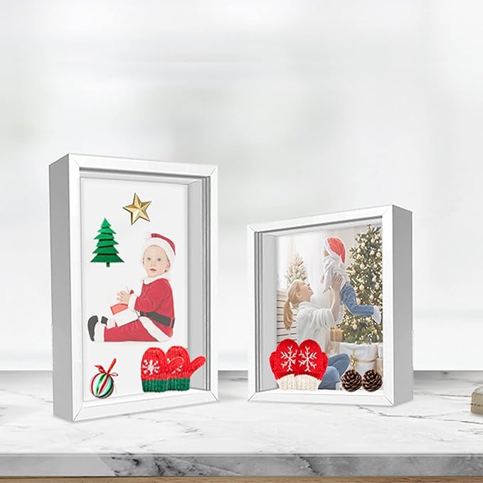 5x7 Small Shadow Box Frame Display Case , Display Case Box for Memorabilia, Medal, Wedding Memories, Crafts, Tickets and Photos (White, 5x7)