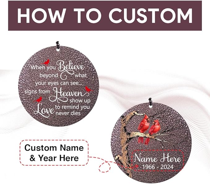 Personalized Sympathy Wind Chimes, Cardinal Wind Chime, in Memory for Loss of Loved Dad/Mom/Ones, Metal Memorial Sympathy Gifts, 36inch Deep Tone Wind Chime, in Loving Memory