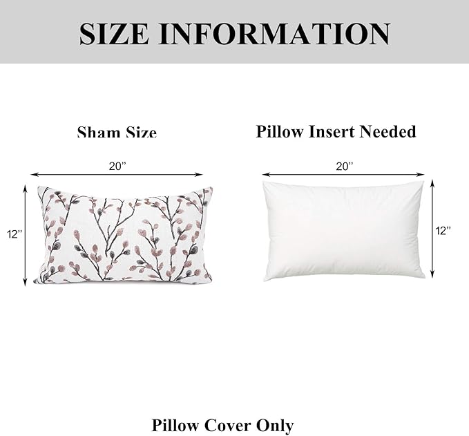 YOUR SMILE Classical Embroidery Jacquard Farmhouse Oblong Rectangle Chenille Red Leaf Decorative Throw Pillow Case,12x20 inch