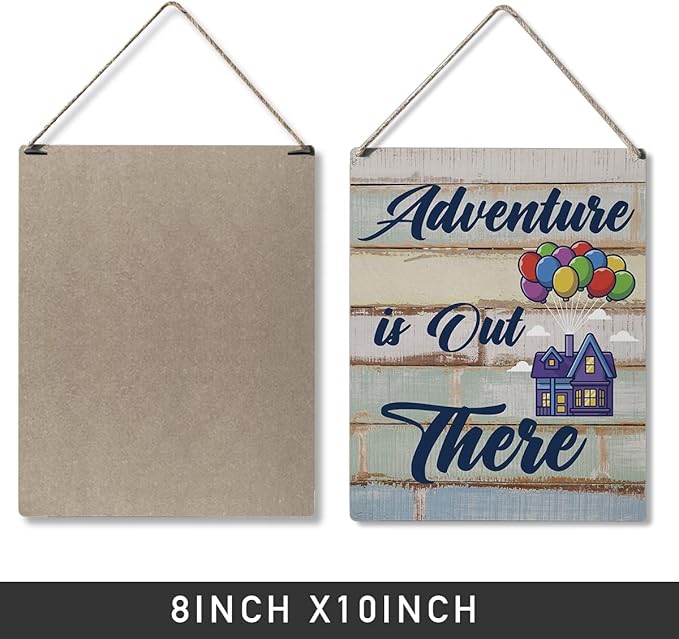 Qious Inspirational Signs Gift Farmhouse Adventure is Out There Wooden Hanging Sign Rustic Art Wall Home Living Room Bedroom Kitchen Decoration 10 x 8 Inches