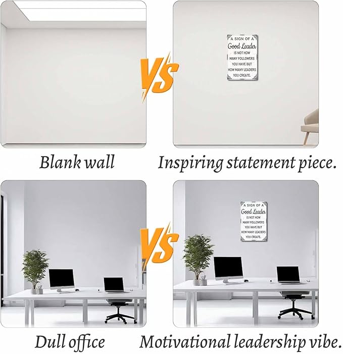 DZQUY Good Leader Metal Sign –12x8 Inches Inspirational Wall Art with Vintage Retro Design, Motivational Office & Home Decor for Living Room, Bedroom
