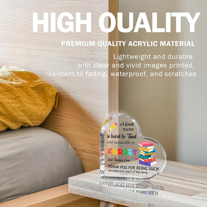 Teachers Day Graduation Season Opening Season Gifts Teacher Gifts Teacher Appreciation Gifts Best Teacher Gifts for Women Acrylic Heart for Her Coworker Friend Principal Educator Birthday Christmas