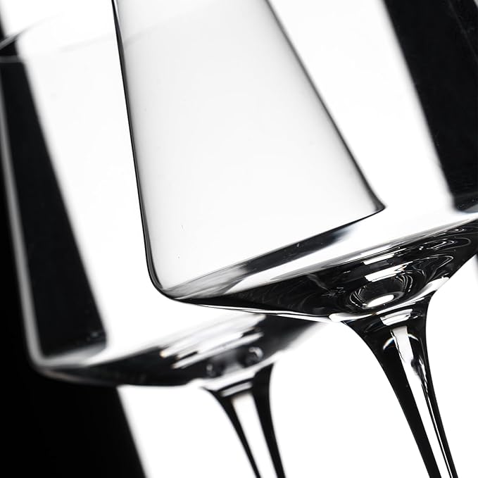 White Red Wine Glasses Set of 6 – 18oz Red Wine Glasses with Tall Long Stem,【Hand Blown】Crystal Wine Glasses- Square Wine Glasses with flat bottom, Wine gifts for Christmas, Wedding, Birthday,