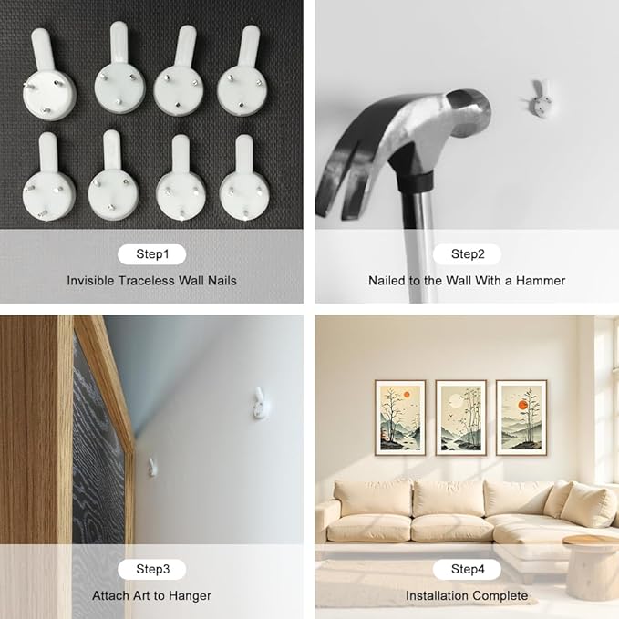 Chinoiserie Bamboo Forest Framed Canvas Wall Art Set, Nature Tree Lakes Wall Decor, Minimalist Zen Landscape Wall Painting, Watercolor Art Prints for Living Room, Bedroom, Office 16"X24"X3