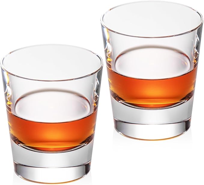KAMMAK Crystal Whiskey Glasses Set of 2, Hand Blown 8.79oz Old Fashioned Glasses Stemless, Luxury Handcrafted Cocktail Glasses, Scotch Cup for Women, Men Gift for Rocks, Bourbon, Bar Barware