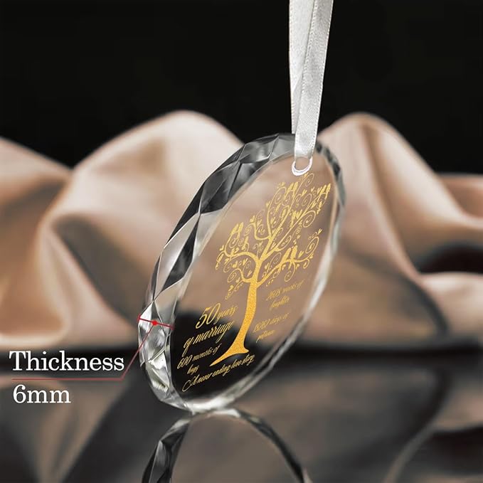 50th Wedding Anniversary Ornament, 50th Anniversary Wedding Gift, 50 Years As Mr. & Mrs. Gift for 50 Years Couple Husband Wife Married Parents Grandparents Friends - Glass Ornament 3"