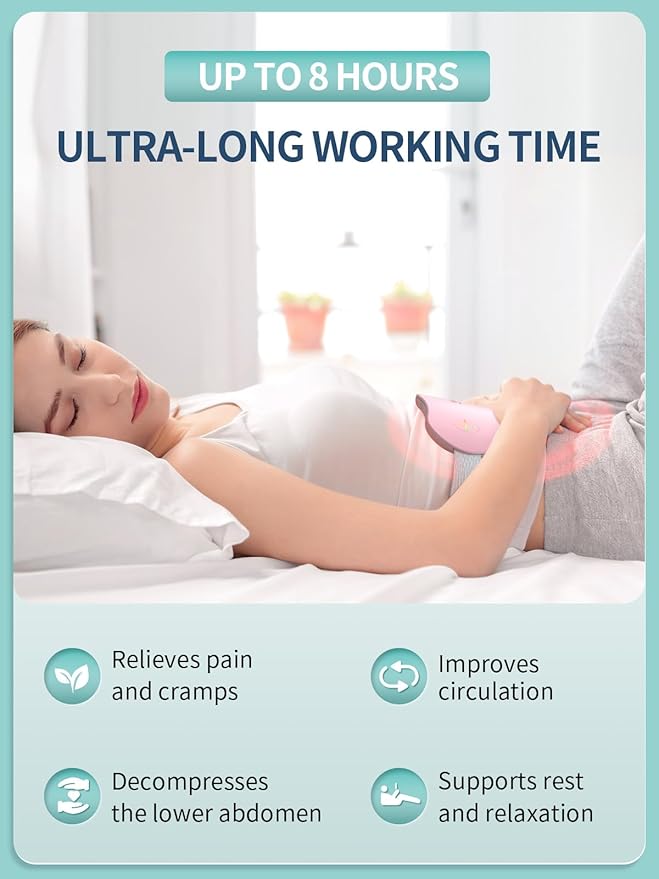 Slimpal Heating Pad for Period Cramps, Portable Cordless Electric Heating Pad for Menstrual Pain Relief Heat Belt, Rechargeable Wearable Heat Pad Gifts for Her Women Girl Wife Girlfriend, Pink